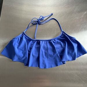 Blue Ruffled Bikini Top